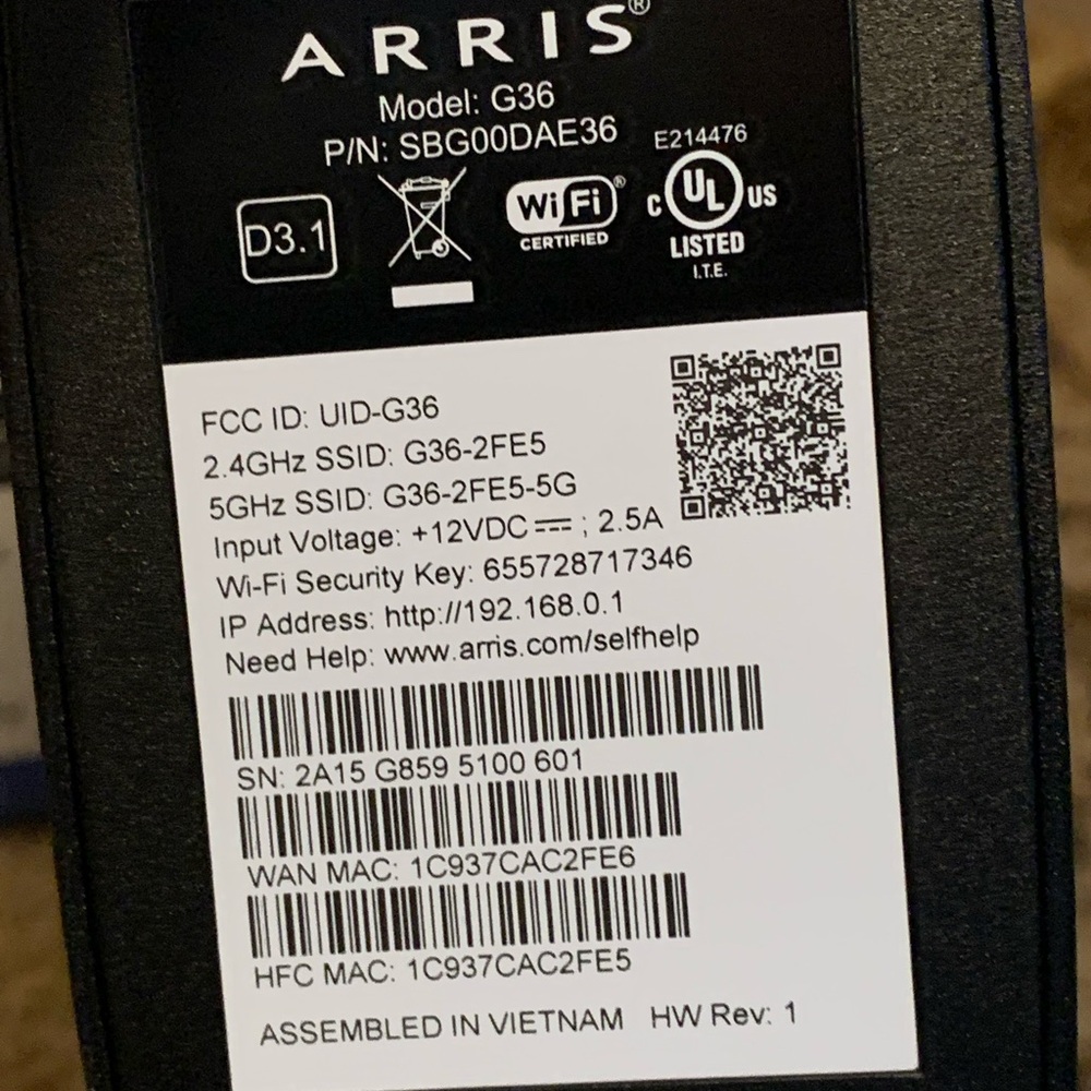 ARRIS SURFboard Wi-Fi Cable Modem - Picture 5 of 5
